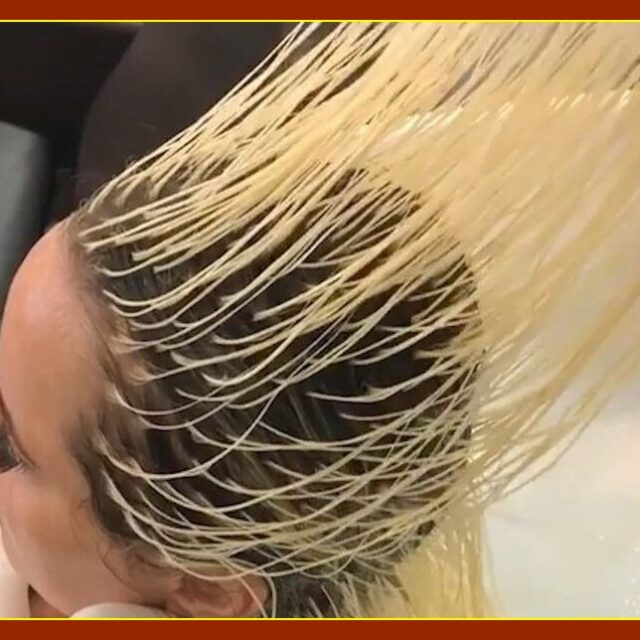 Мелирование через шапочку блонд длинных волос